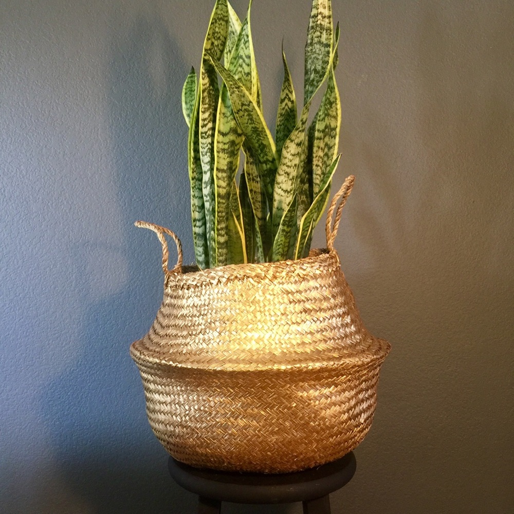Organize your closet! Gold Seagrass Storage Basket